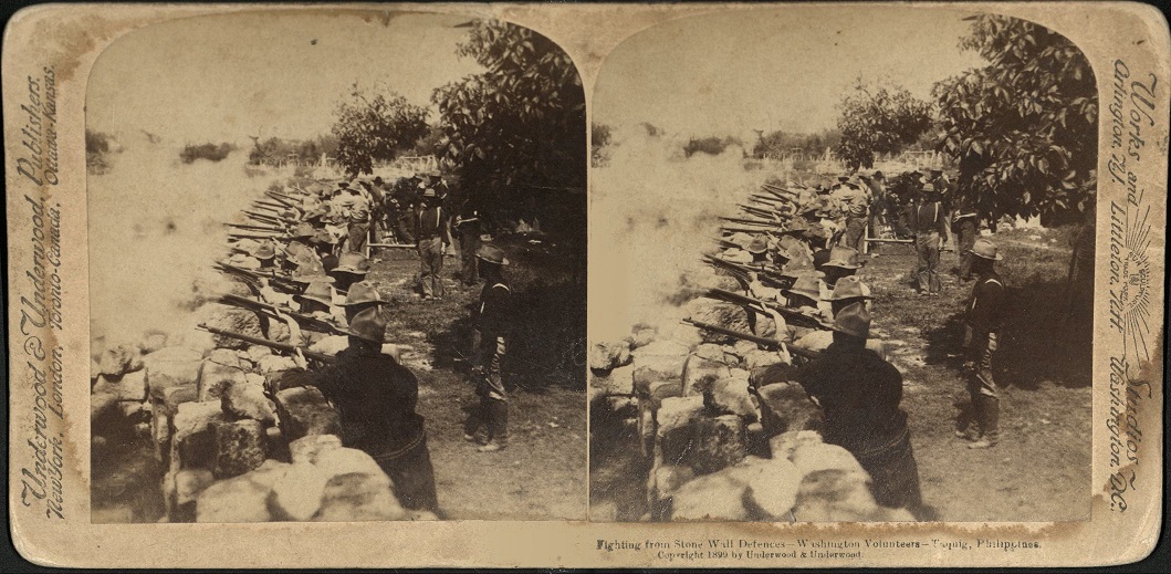 Fighting from Stone Wall Defences – Washington Volunteers – Taquig [Taguig], Philippines.